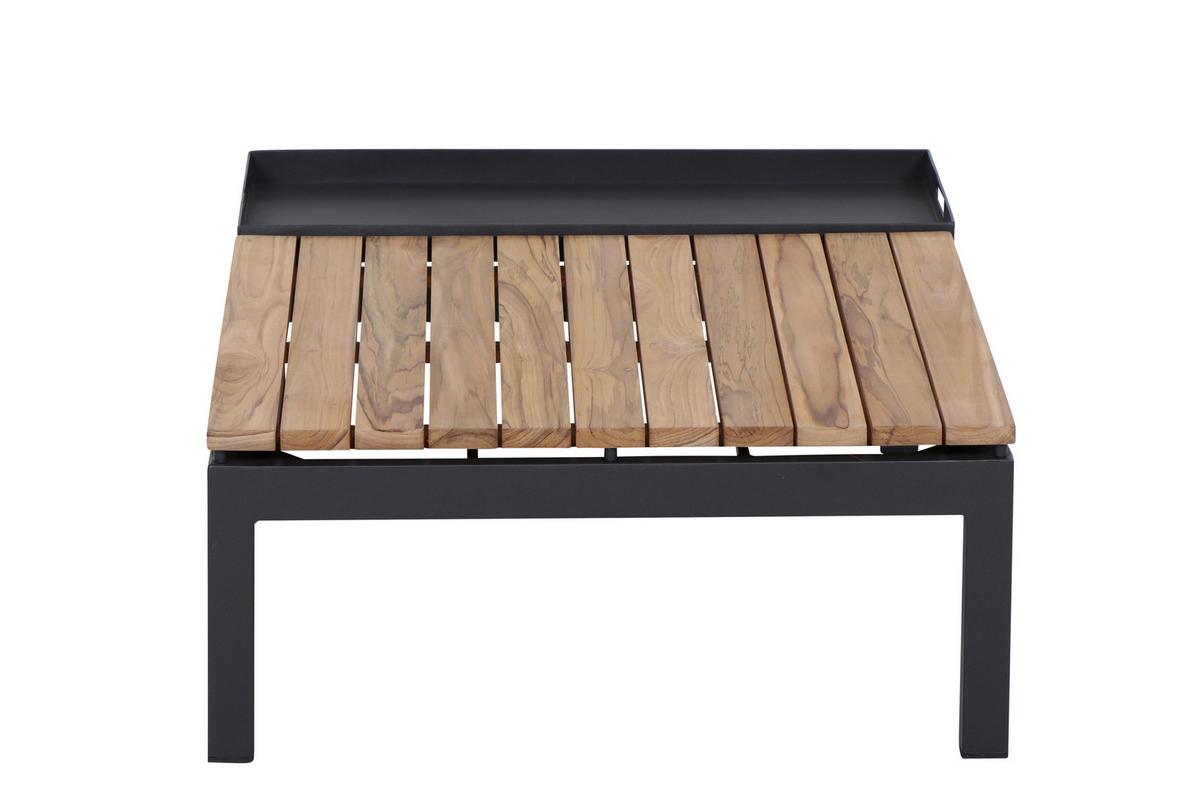 Loungegarnitur 4-Tlg Teakholz/Metall mit Kissen - Anthrazit/Grau, KONVENTIONELL, Holz/Textil (252/84/252cm) - Siena Garden