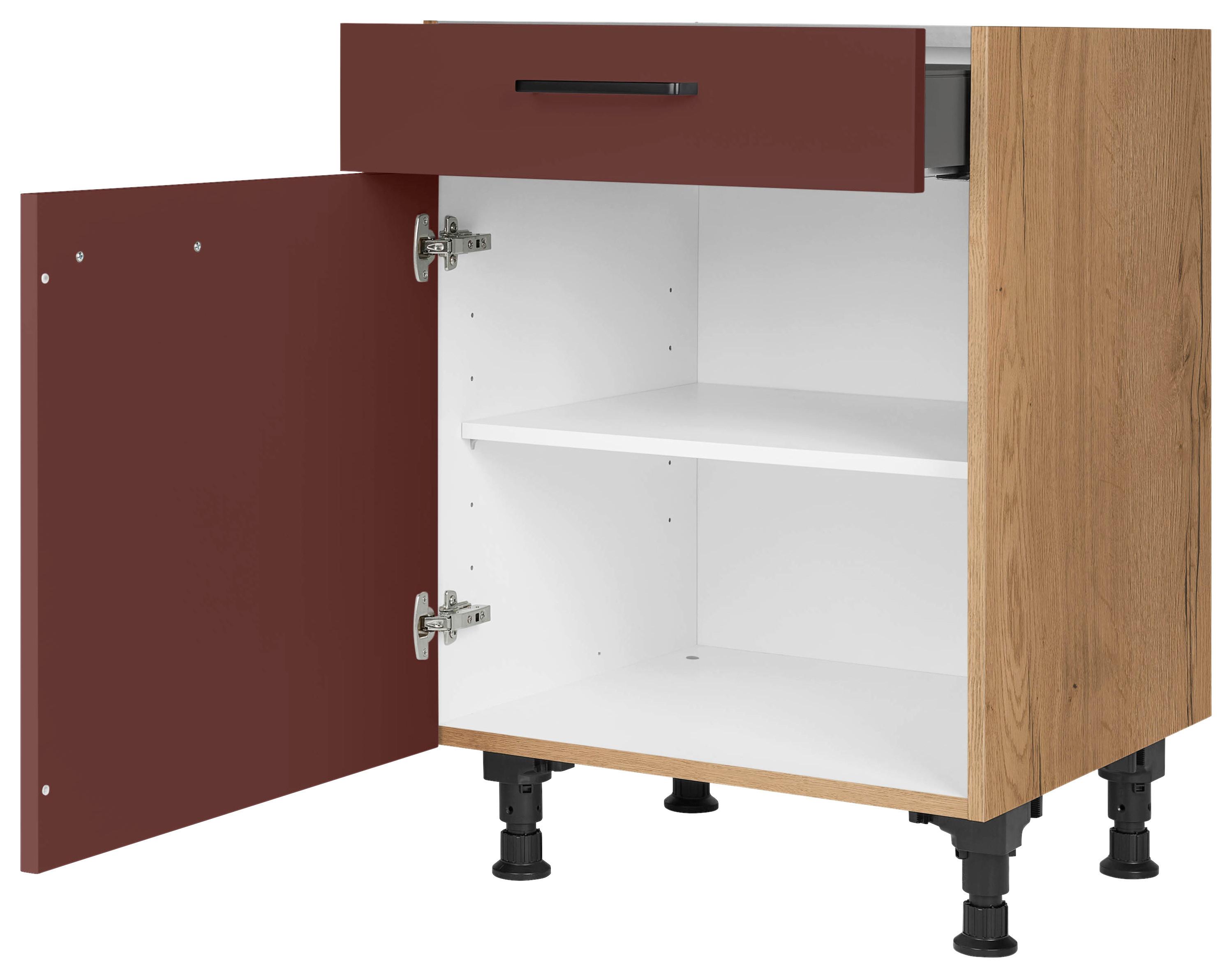 Schubkastenunterschrank Easytouch - Eichefarben/Rot, MODERN, Holzwerkstoff (60/87/56cm) - Nobilia