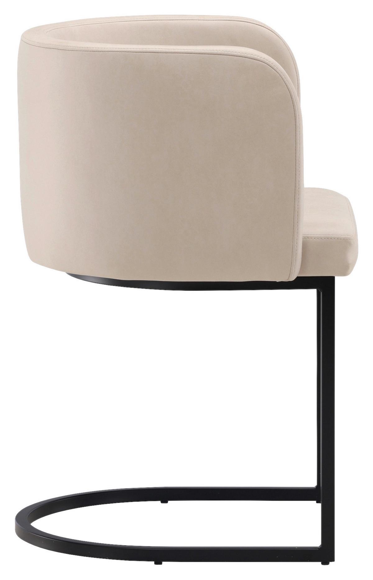 Stuhl Simrishamn - Beige/Schwarz, Design, Kunststoff/Textil (58/75/60cm) - Livetastic