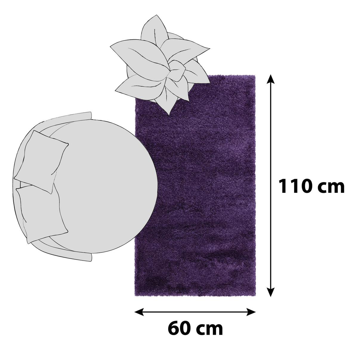 Hochflor Teppich Lila Fluffy 60x110 cm - Lila, Basics, Textil (60/110cm)