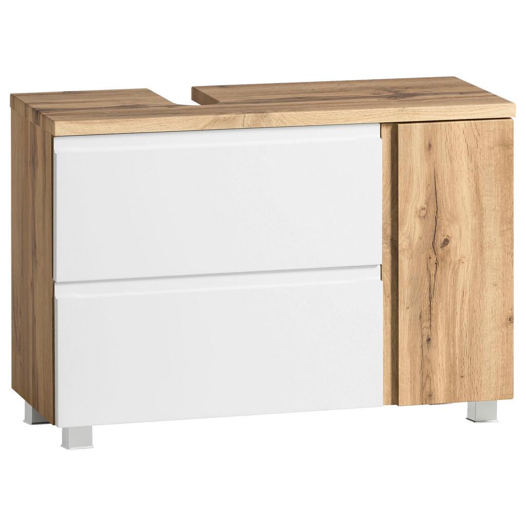 Waschbeckenunterschrank Varese B: 85 cm Wotaneiche Dekor/Weiß