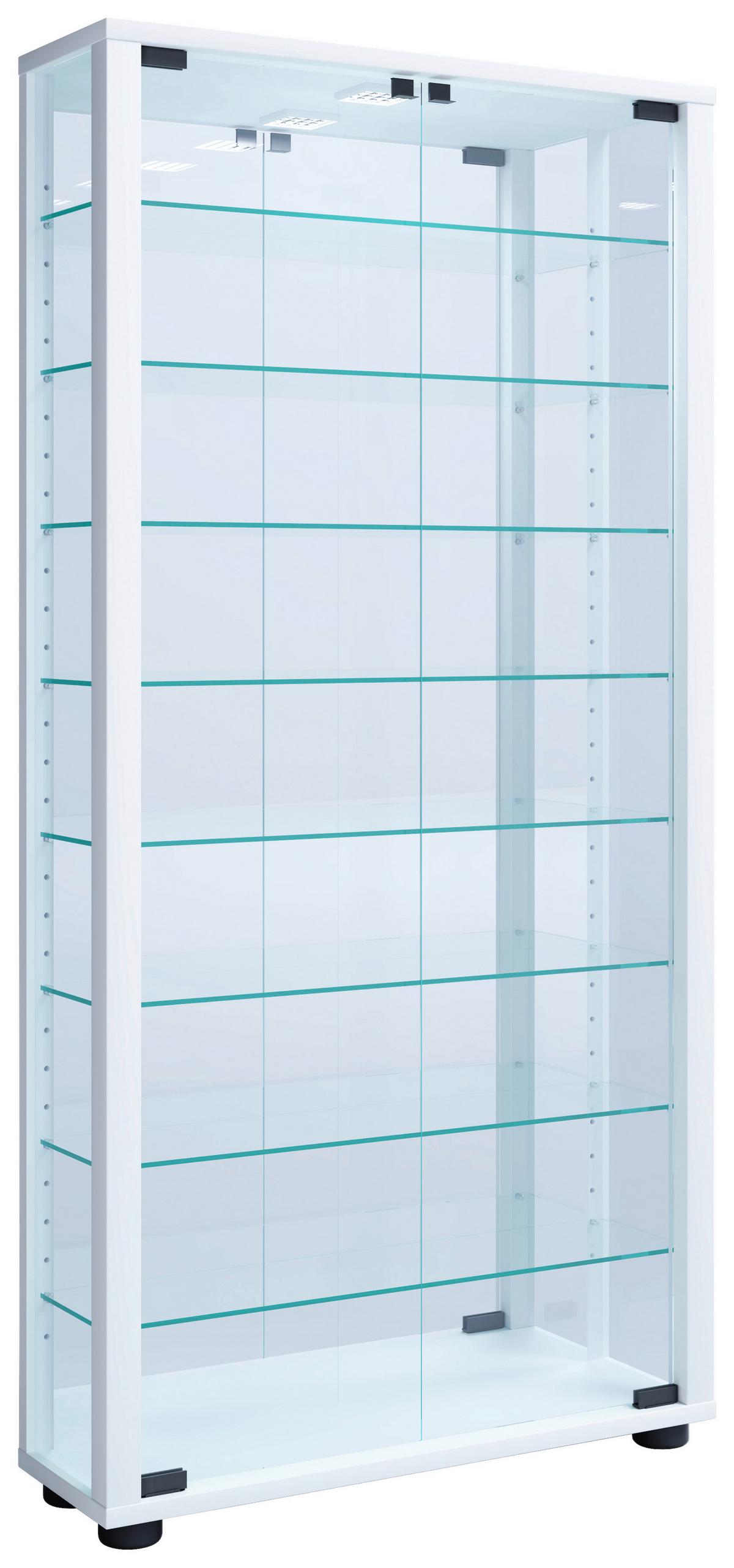 Vitrine Lumo B: 59 cm Weiß - Weiß, MODERN, Glas/Holzwerkstoff (59/114,8/18cm) - MID.YOU