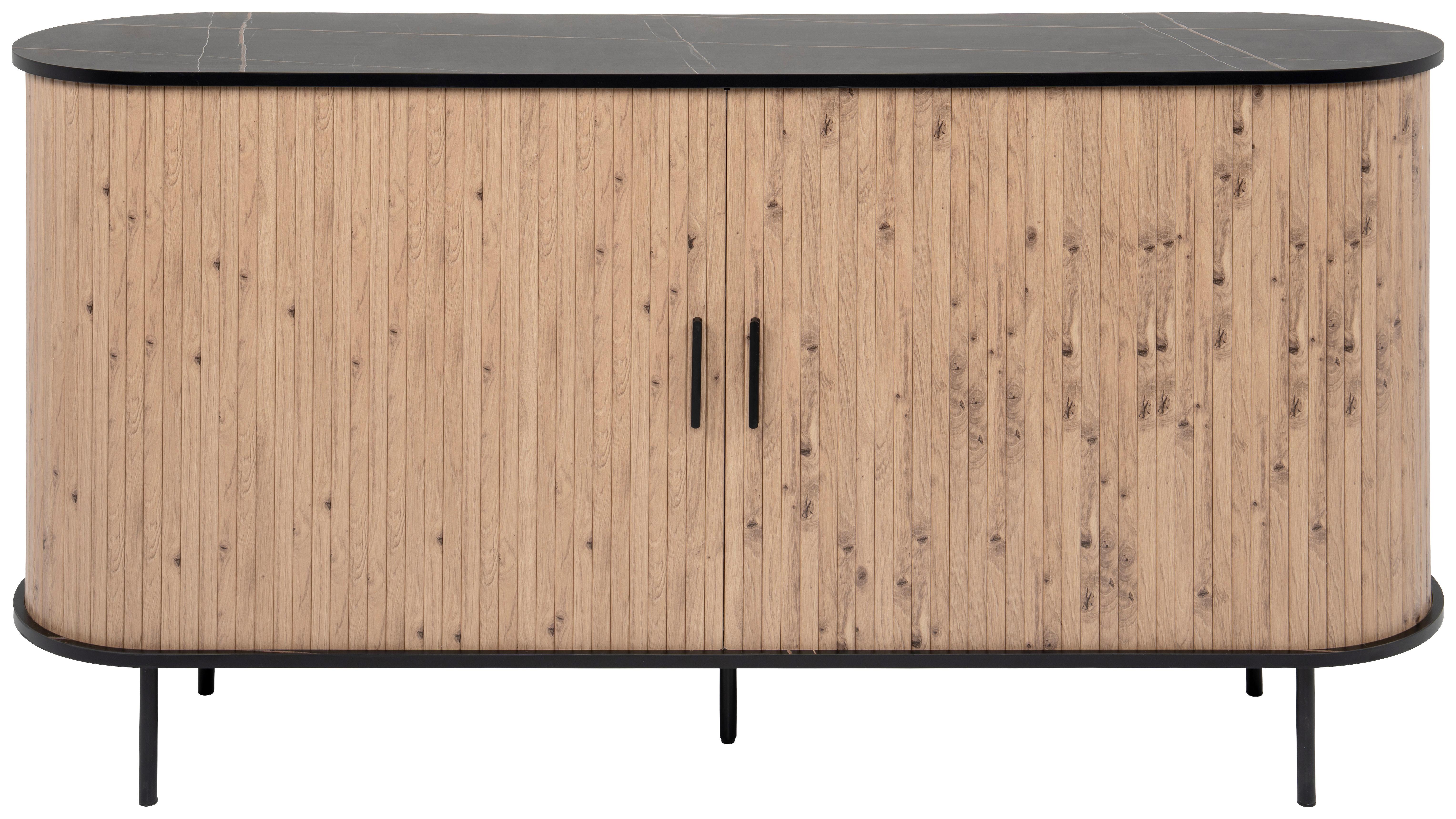 Sideboard Kajsa Schwarz/Artisan Dekor B: 160cm - Schwarz/Eiche Artisan, Trend, Holzwerkstoff (160/80/40cm)