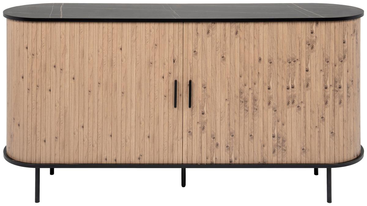 Sideboard Kajsa Schwarz/Artisan Dekor B: 160cm - Schwarz/Eiche Artisan, Trend, Holzwerkstoff (160/80/40cm)