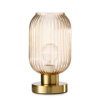 Tischleuchte Doroty L: 15 Cm Bernsteinfarben Cappuccino - Bernsteinfarben/Cappuccino, KONVENTIONELL, Glas/Kunststoff (15/15/25cm)