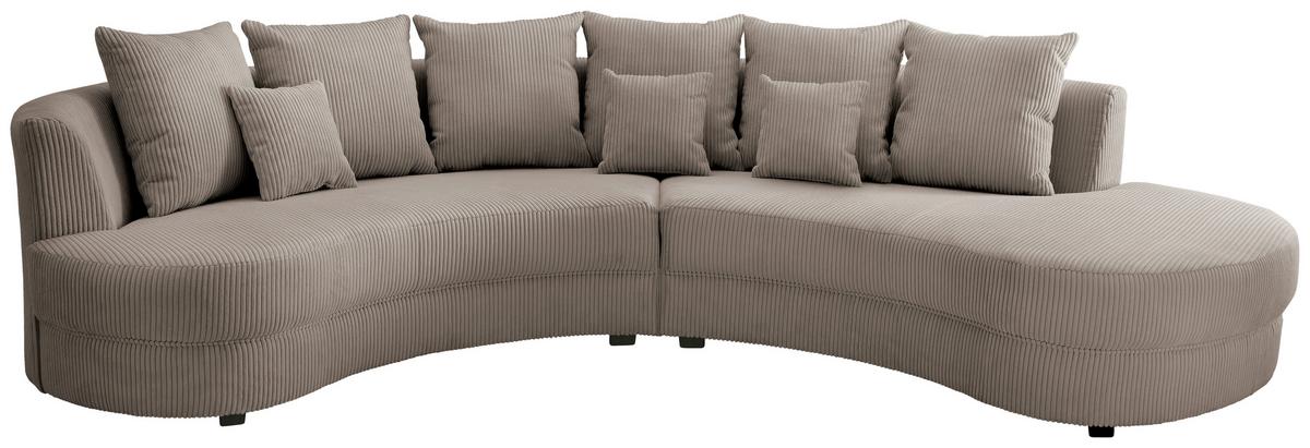 Wohnlandschaft Limoncello Graubraun S: 300/160 Cm - Graubraun/Schwarz, Design, Textil (300/160cm) - Livetastic