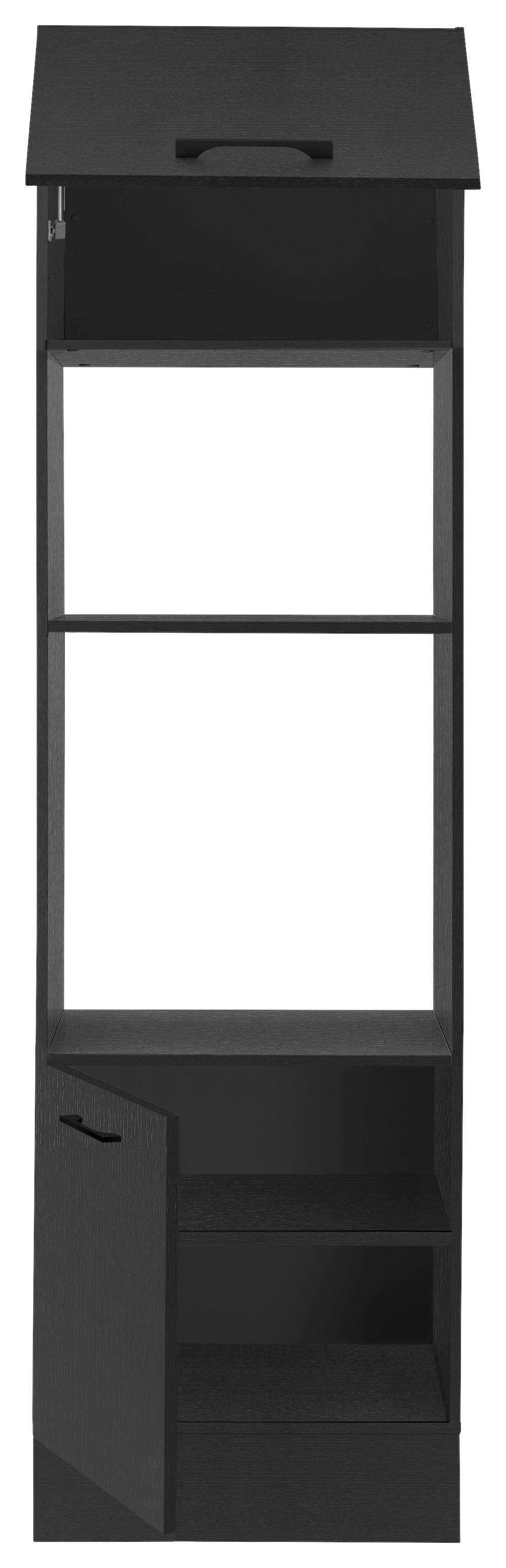 Skříňka na spotřebiče TURIN - černá, Moderní, kov/kompozitní dřevo (60cm)