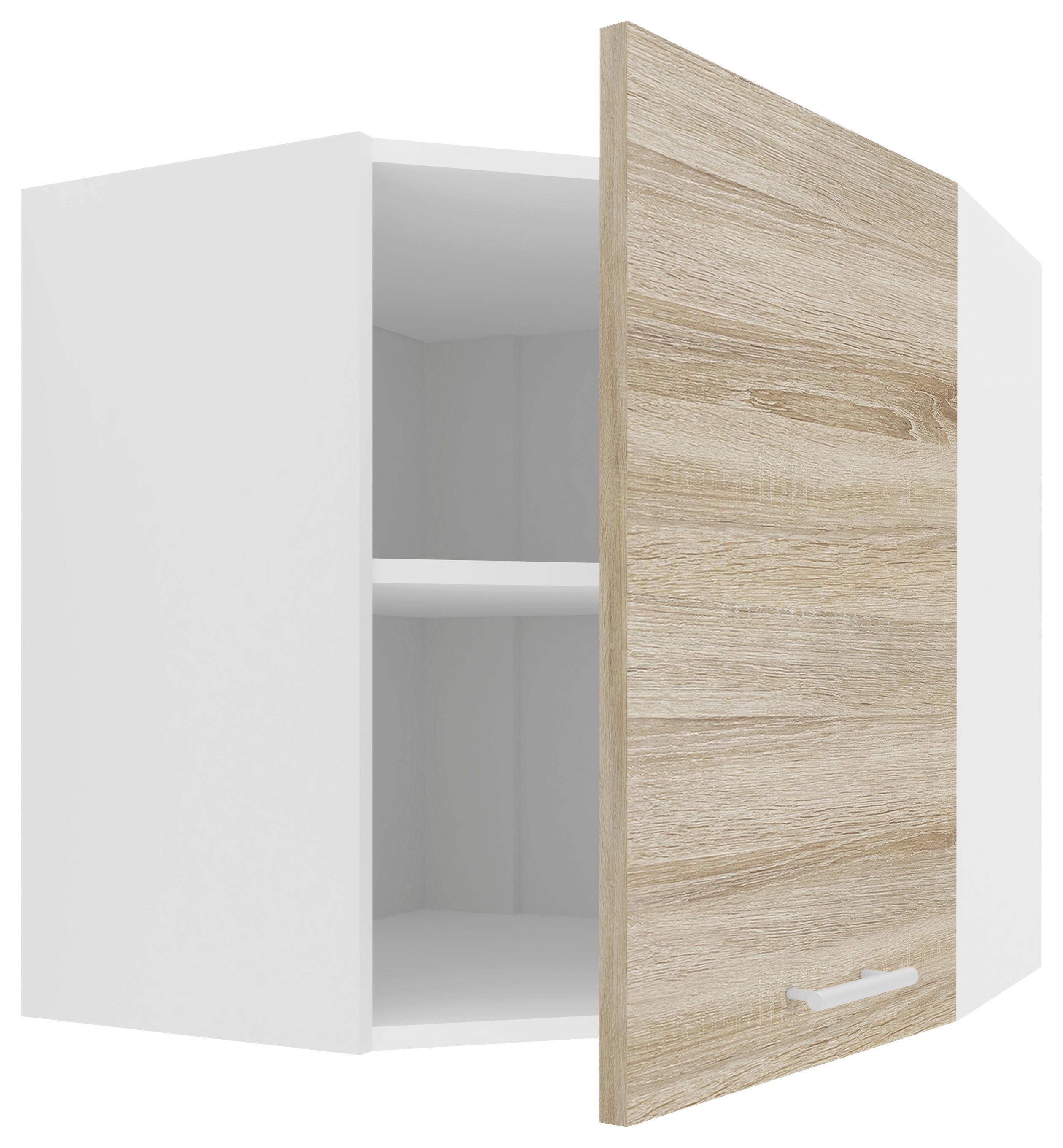 Eckoberschrank Esilo B: 57 Cm Weiß/eiche Dekor - Weiß/Sonoma Eiche, KONVENTIONELL, Holzwerkstoff (57/60/57cm) - MID.YOU