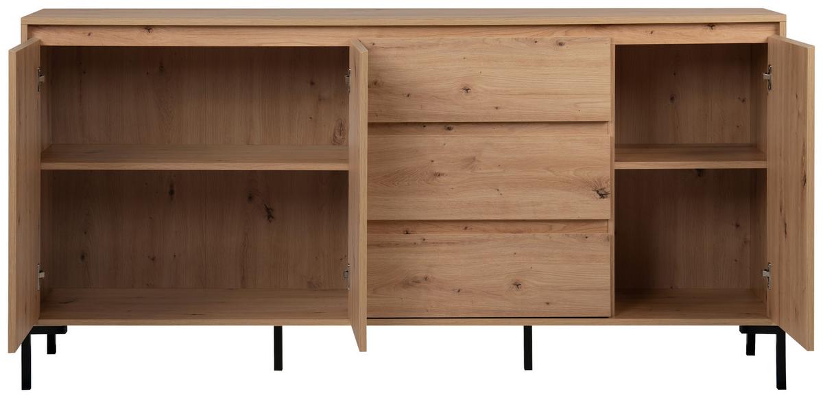 Sideboard 150cm Korsika Eiche Artisan Dekor - Schwarz/Eiche Artisan, Design, Holzwerkstoff (170/87/40cm) - MID.YOU