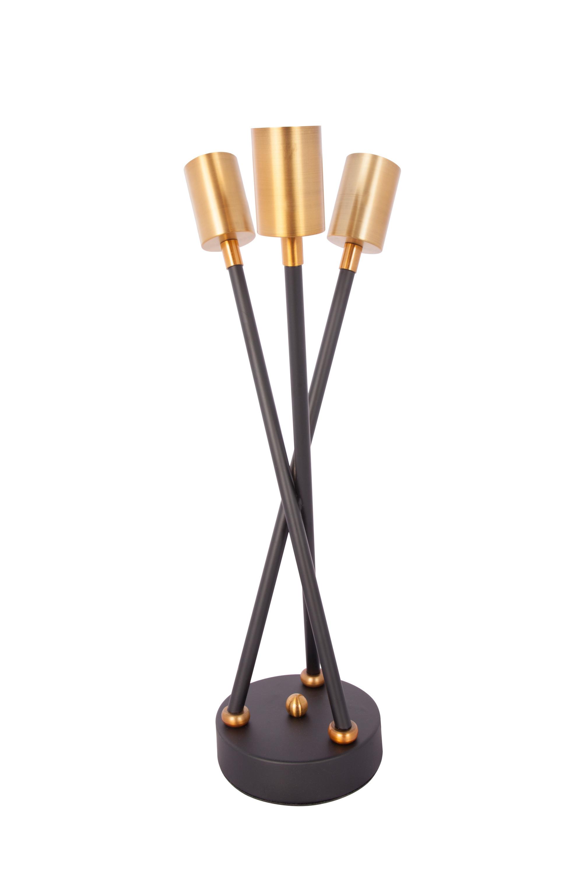 Tischleuchte Cantus 610 Schwarz - Goldfarben/Schwarz, Trend, Metall (20/20/45cm) - Kayoom