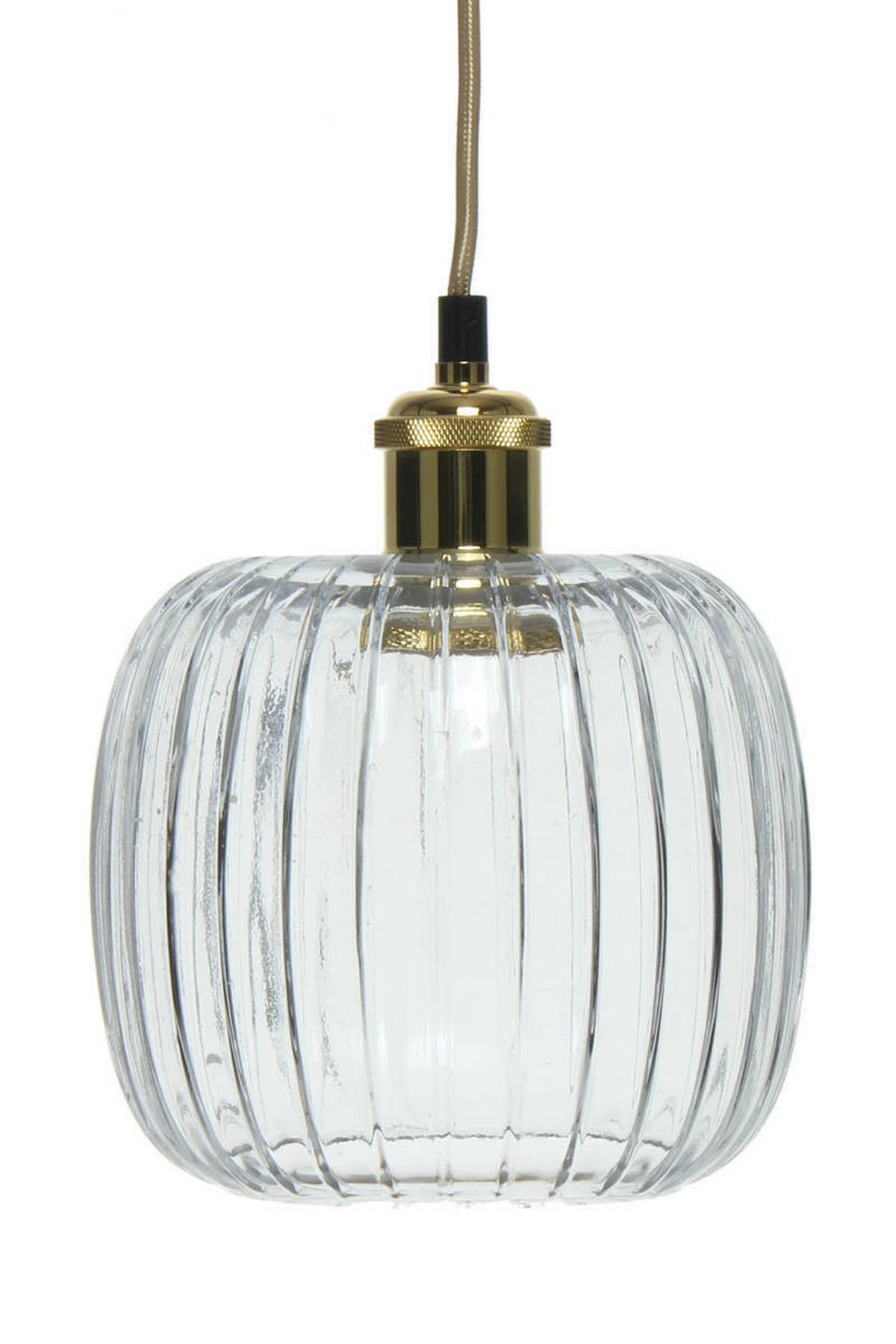 Hängeleuchte Claudia H: 24 cm 1-Flammig - Klar/Goldfarben, Trend, Glas (18/24/18cm) - Kayoom