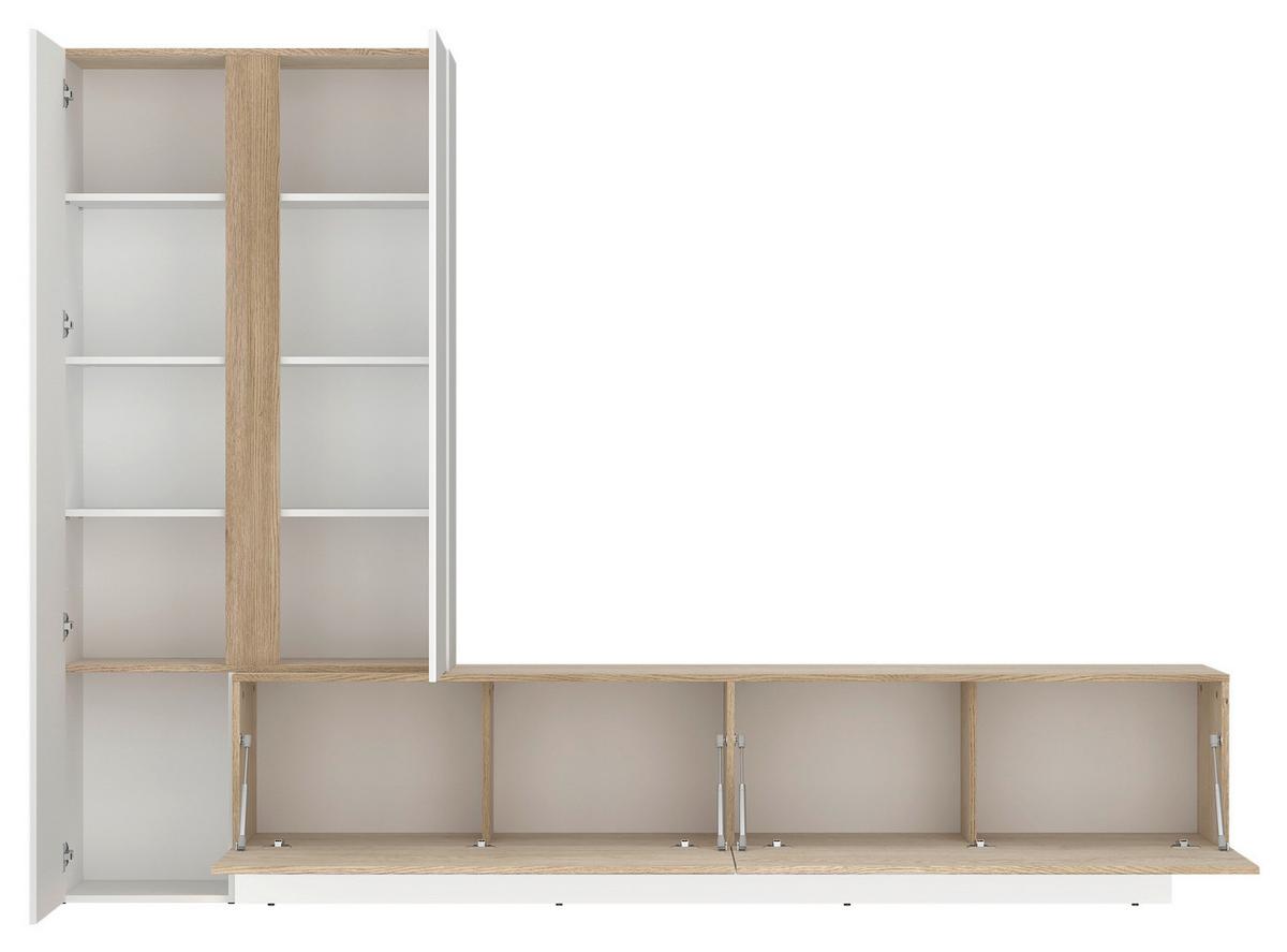 Obývací stěna MILAZZO - bílá/barvy dubu, Moderní, kompozitní dřevo/plast (260/190,5/39,6cm) - Modern Living