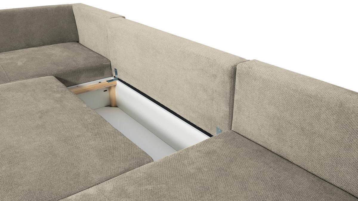 Wohnlandschaft Veronice Taupe B: 313 cm - Taupe/Blau, Trend, Textil (171/313/141cm)
