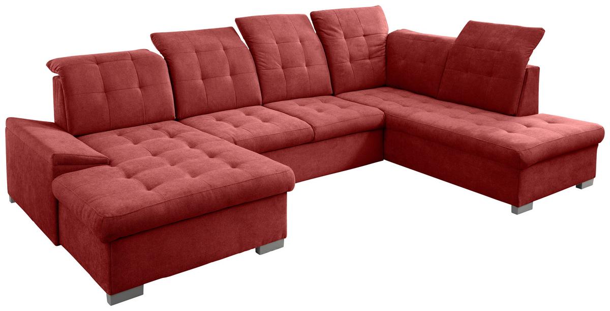 Wohnlandschaft Zira Rot U: 169x330x212cm - Chromfarben/Rot, MODERN, Textil (169/330/212cm) - Livetastic