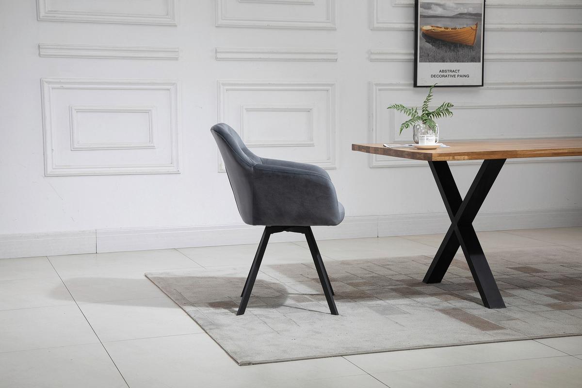 Armlehnstuhl Grau B: 61 Cm - Schwarz/Grau, MODERN, Textil/Metall (61/85/62cm) - Livetastic