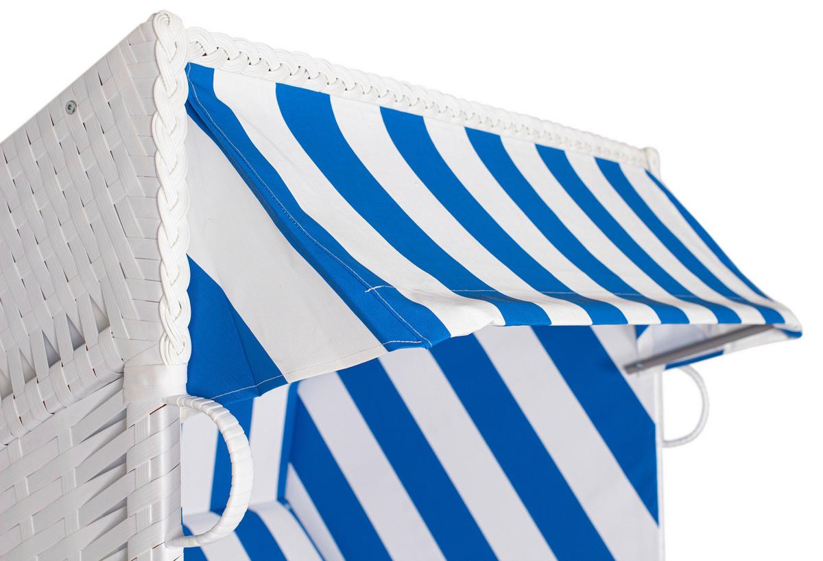 Strandkorb Ostsee Fehmarn Blau, Weiß - Blau/Weiß, Basics, Holz/Kunststoff (124/159/87cm) - Gardenson