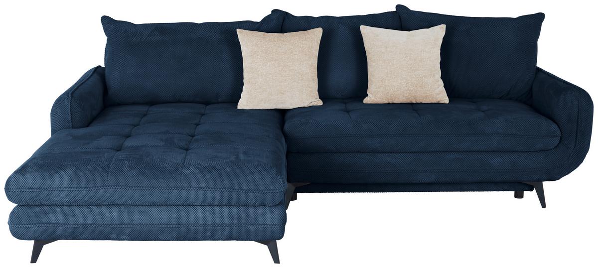 Rohová sedačka WAVE, levá, tmavě modrá - černá/tmavě modrá, Moderní, kov/textil (189/266cm)