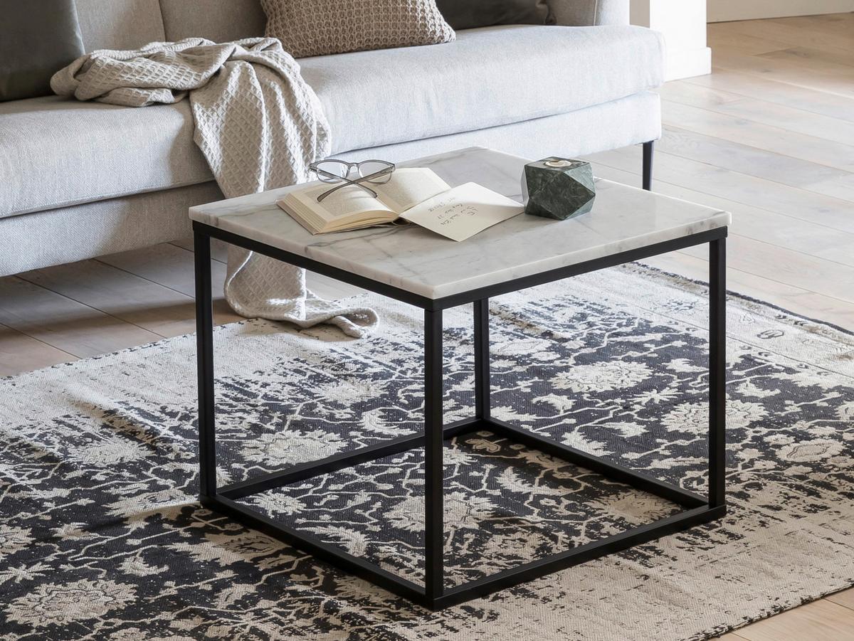 COUCHTISCH Marmor B: 60cm - Schwarz/Weiß, Design, Stein/Metall (60/60/50cm) - MID.YOU