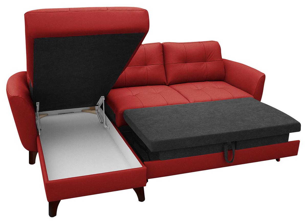 Ecksofa Nordic Rot S: 238x168 cm - Buchefarben/Rot, Design, Leder/Textil (238/168cm) - Livetastic
