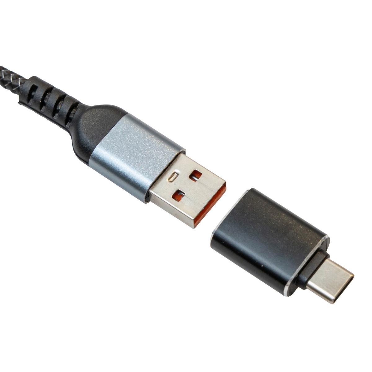 USB-LADEKABEL CILIAN - Schwarz, Basics, Kunststoff/Metall (120cm) - Luca Bessoni