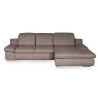 Ecksofa Isona Taupe Chenille - Taupe/Chromfarben, Design, Textil (286/165cm) - Livetastic