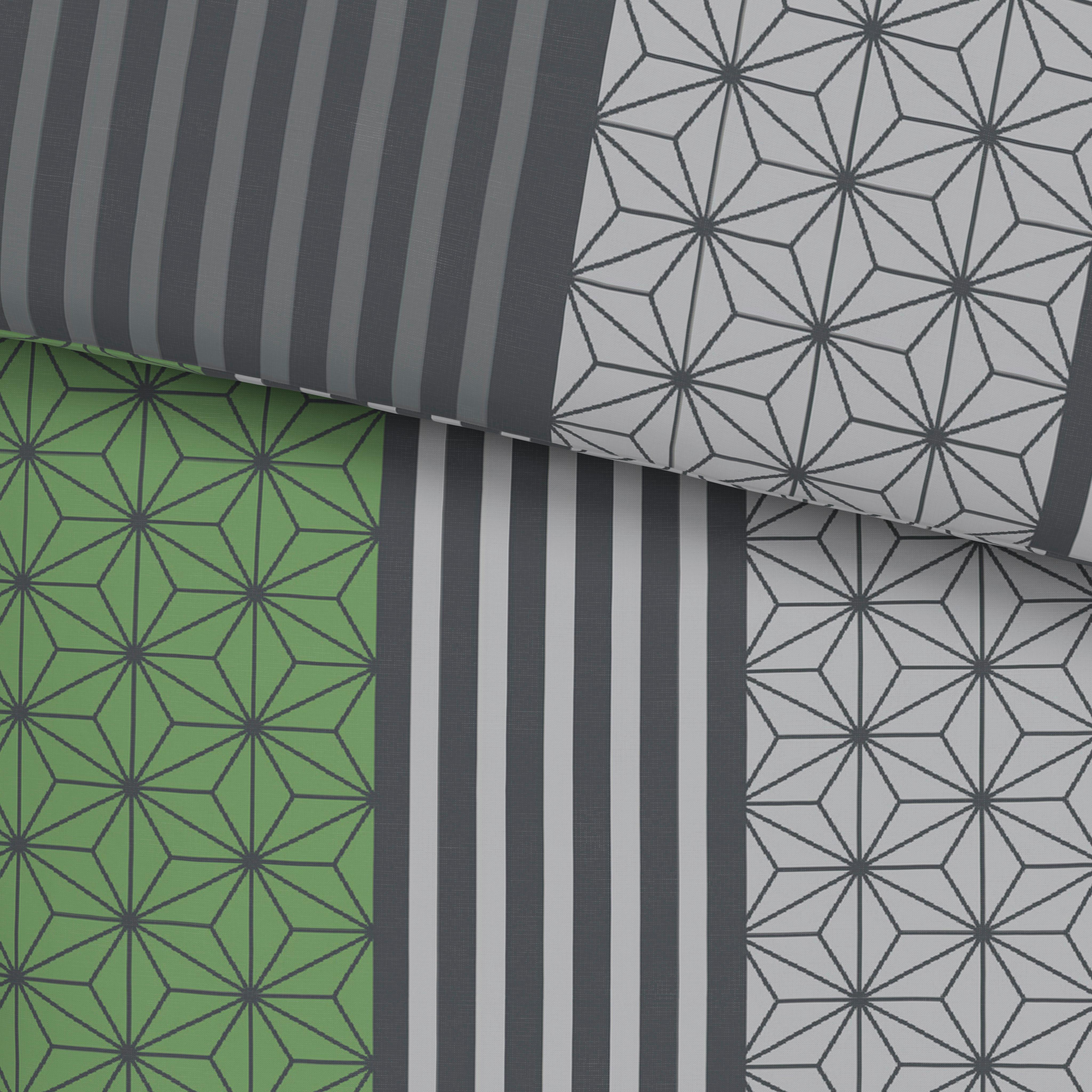 Bettwäsche Anni - Grau/Grün, KONVENTIONELL, Textil - Ondega