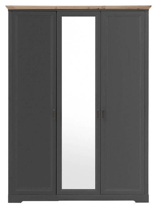 Drehtürenschrank Mit Spiegel 164cm Jasmin, Graphit/Eiche - Graphitfarben/Eiche Artisan, LIFESTYLE, Holzwerkstoff (164/220/64cm)