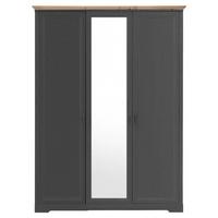 Drehtürenschrank Mit Spiegel 164cm Jasmin, Graphit/eiche - Graphitfarben/Eiche Artisan, LIFESTYLE, Holzwerkstoff (164/220/64cm)