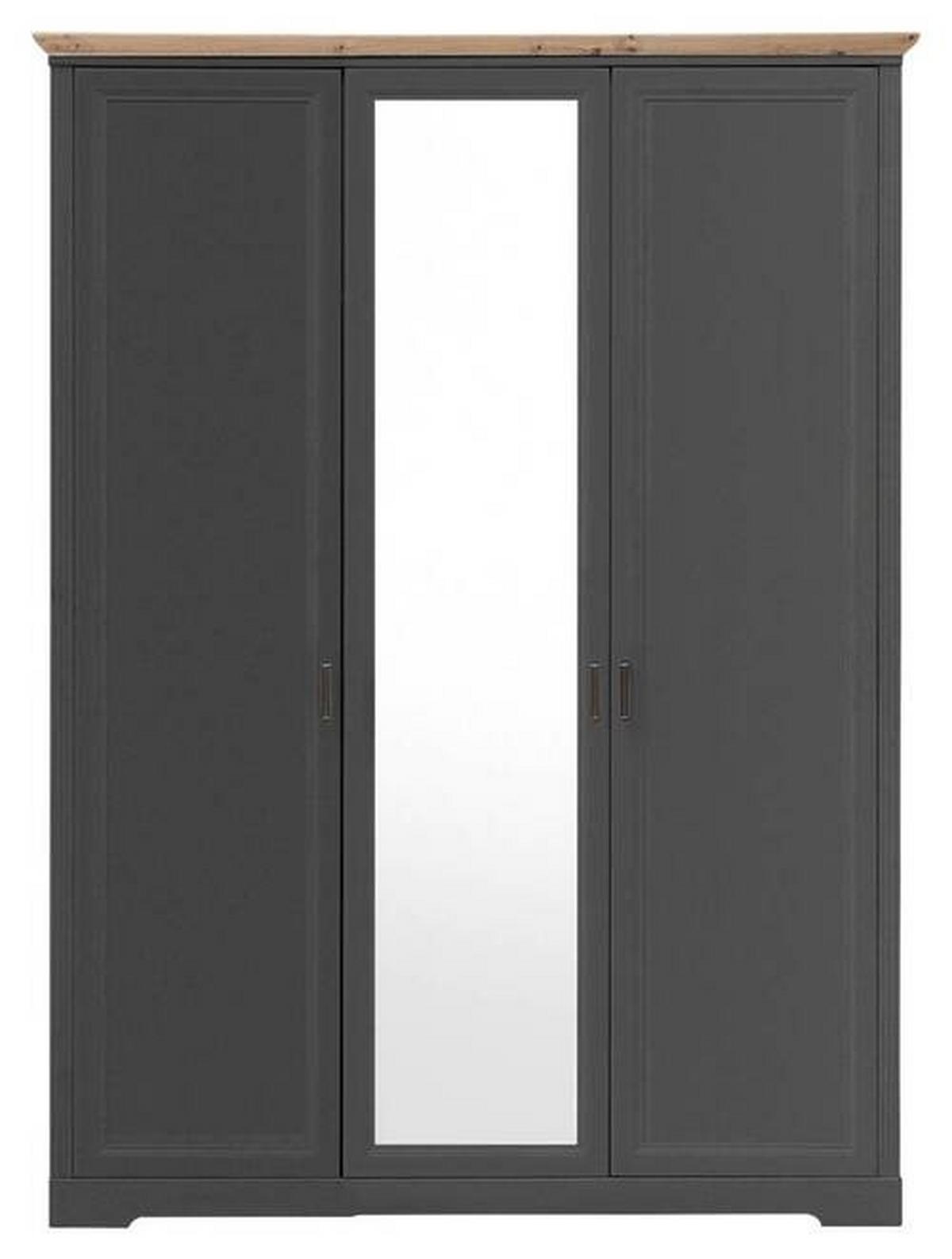 Drehtürenschrank Mit Spiegel 164cm Jasmin, Graphit/eiche - Graphitfarben/Eiche Artisan, LIFESTYLE, Holzwerkstoff (164/220/64cm)