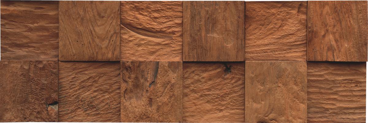 Wandverkleidung Teak Classic Cube Natur - Braun, Basics, Holz (55.2/18.4/2cm)