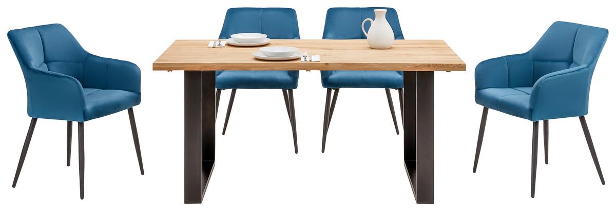 JEDÁLENSKÝ STÔL WOOD 160 - čierna/prírodná farba, Konventionell, kov/drevo (160/75/90cm) - James Wood