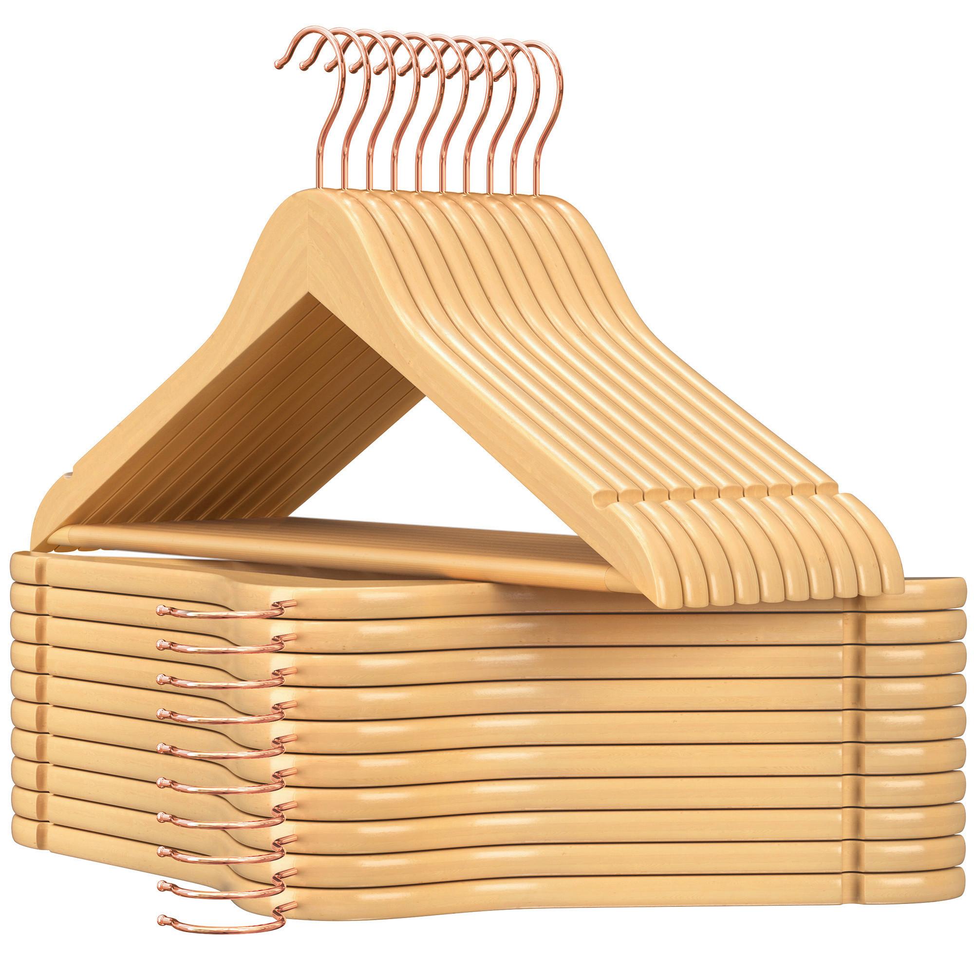 Kleiderbügelset Ahornfarben/Roségold B: 44,5cm - Roségold/Ahornfarben, Basics, Holz/Metall (44,5cm)