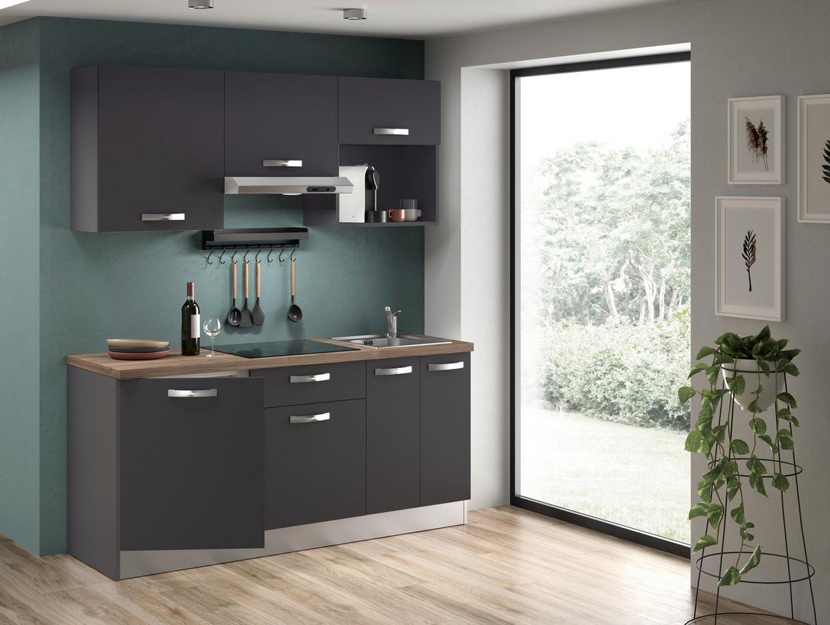 Küchenzeile All In Mit Kühlschrank 180 cm Anthrazit - LIFESTYLE (180cm) - MID.YOU
