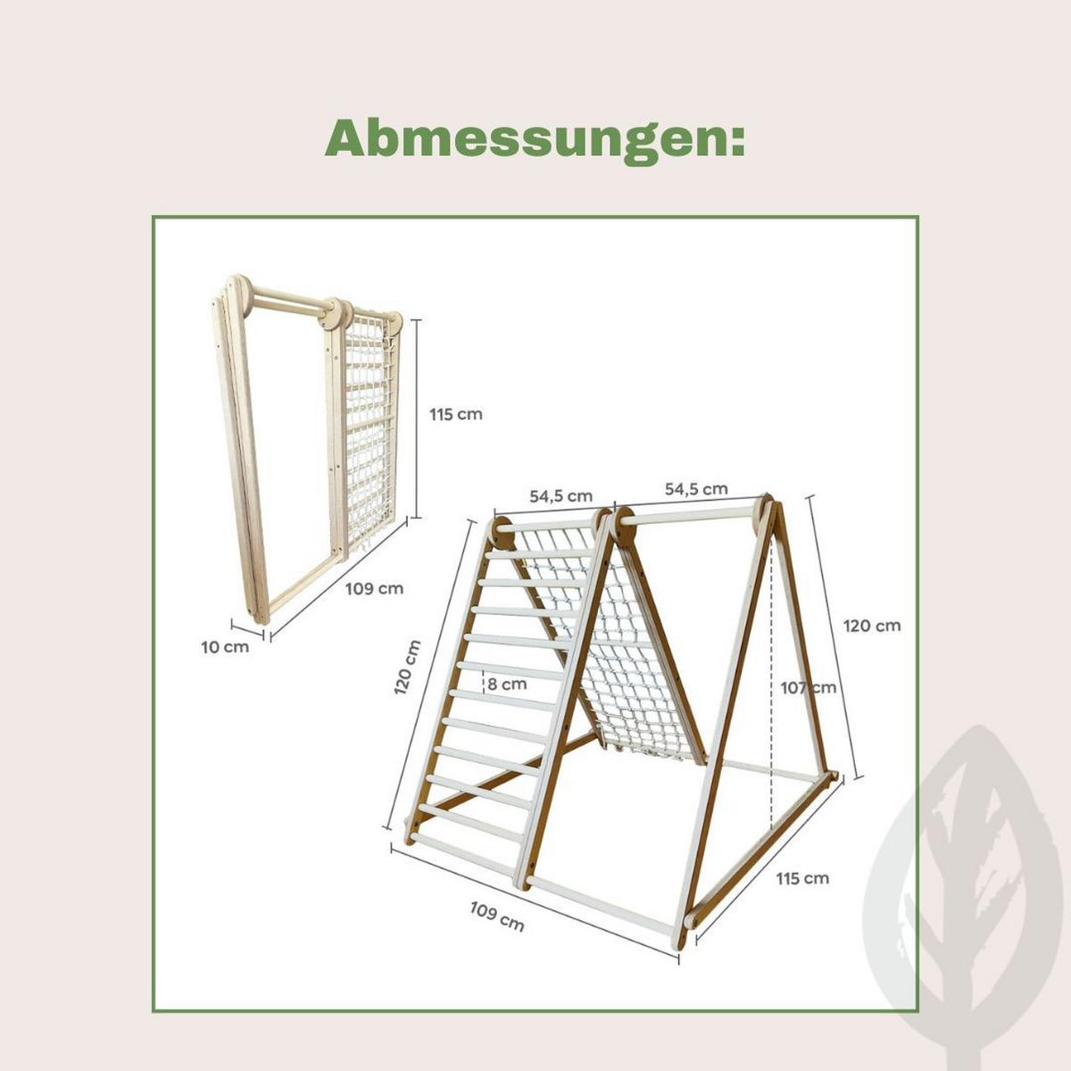 klappbares Klettergerüst mit Sicherheitsmatte - Birkefarben/Schwarz, Basics, Holz (105/110/100cm) - CLIFF