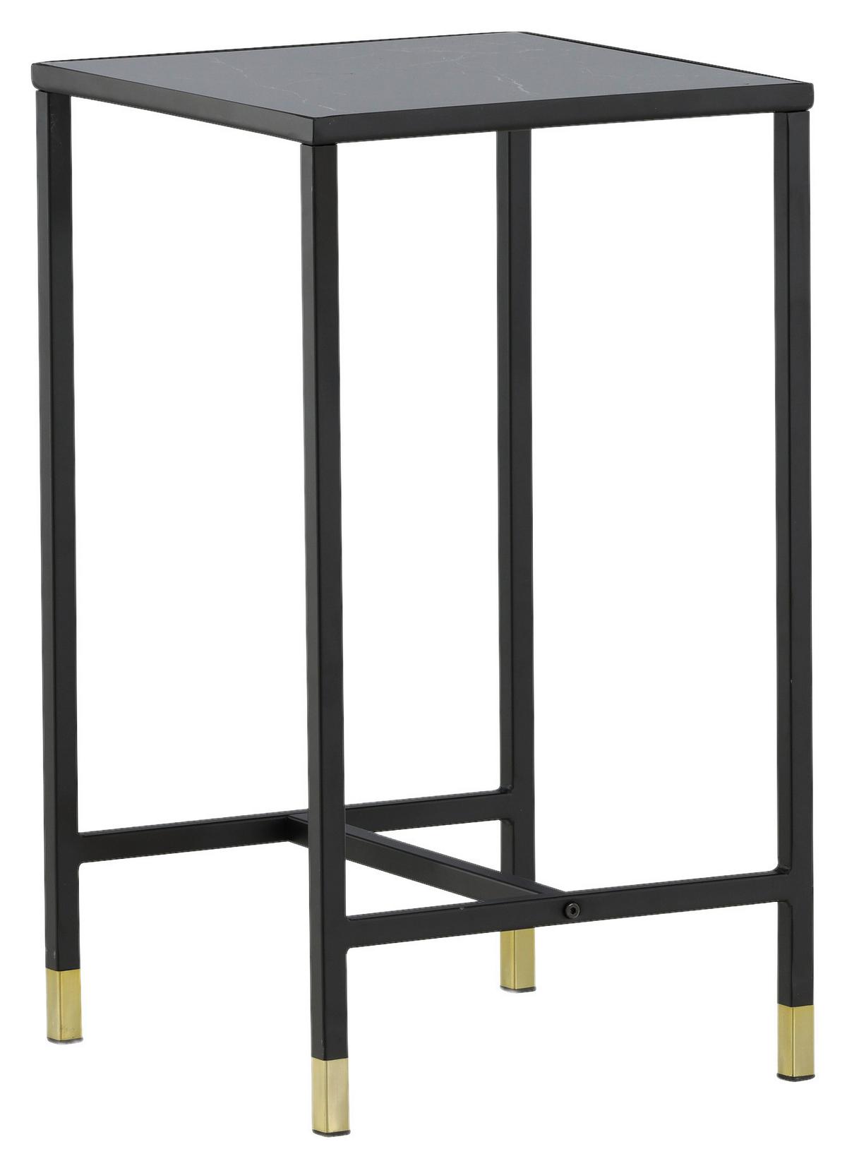 Beistelltisch Dipp - Messingfarben/Schwarz, Design, Glas/Metall (40/40/70cm) - Livetastic