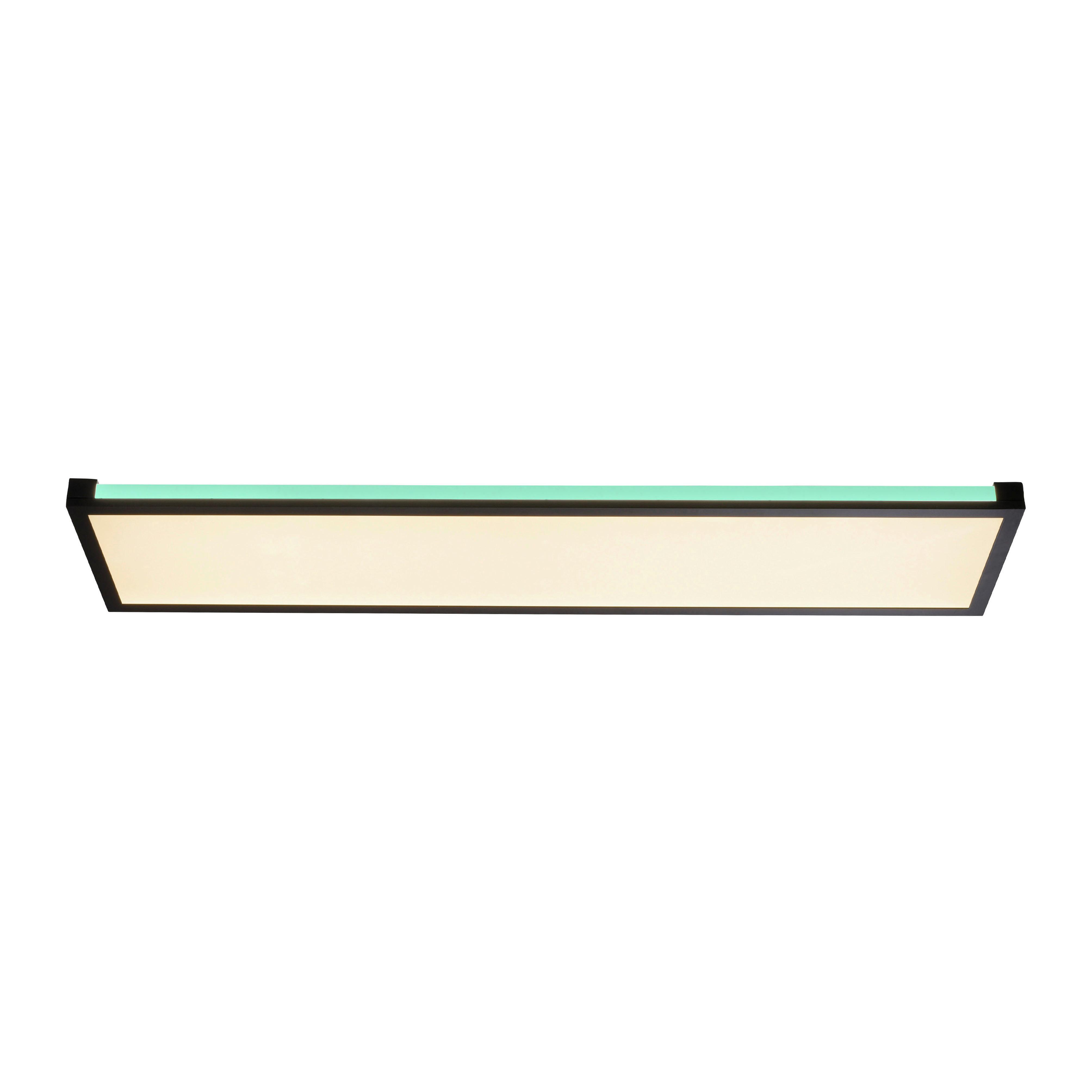 Deckenleuchte Mario L: 100 cm Rechteckig 2-Flammig dimmbar - Schwarz, Design, Kunststoff/Metall (100/25/7,1cm)