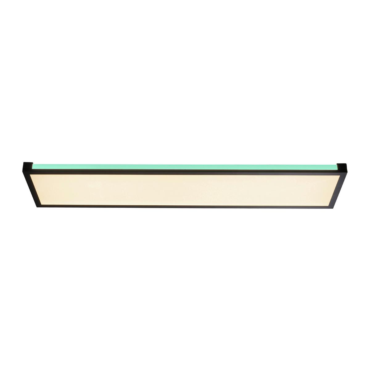 Deckenleuchte Mario L: 100 cm Rechteckig 2-Flammig dimmbar - Schwarz, Design, Kunststoff/Metall (100/25/7,1cm)