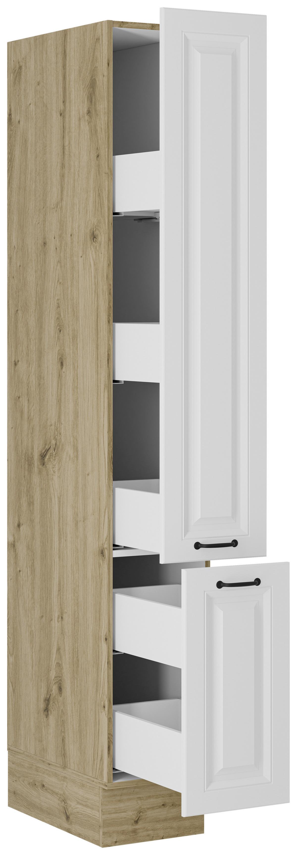 Apothekerschrank Stina Eiche Dekor/weiß B: 30cm - Weiß/Eiche Artisan, ROMANTIK / LANDHAUS, Holzwerkstoff (30/205/57cm) - Livetastic