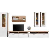 Wohnkombination 6-Tlg. Auris, Weiß/Eiche Dekor - Eichefarben/Weiß, MODERN, Glas/Holzwerkstoff (386,4/204,2/49,6cm) - Luca Bessoni