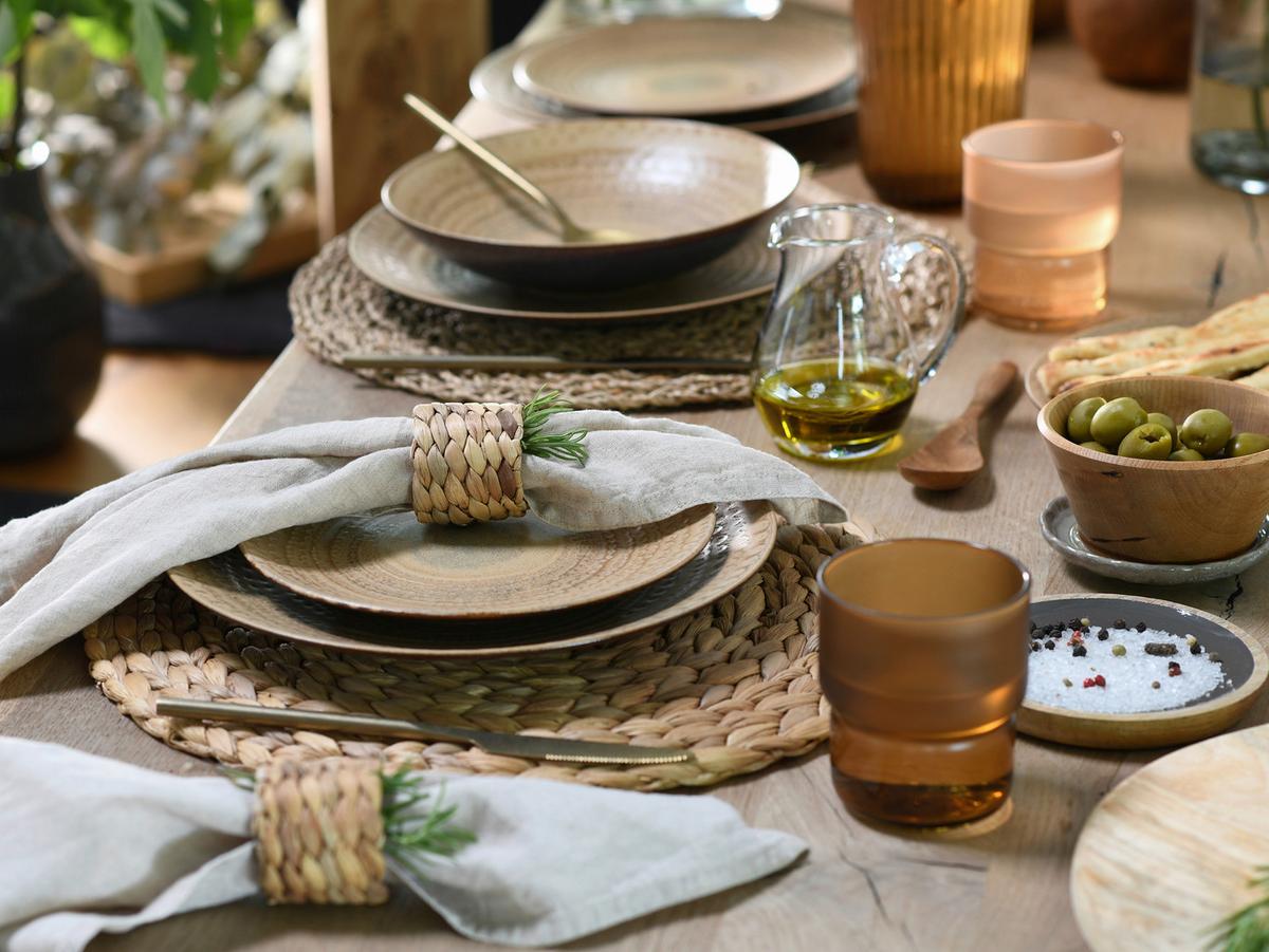 Tafelservice Neapel 16-Teilig Steinzeug, Braun, 4 Personen - Sandfarben/Braun, Basics, Keramik - Creatable