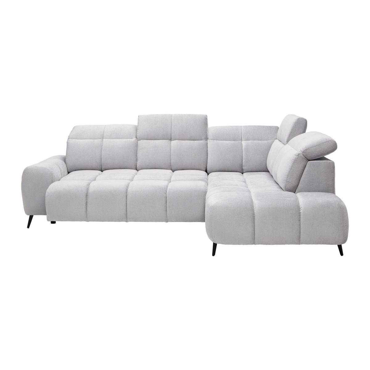 Elektrická sedačka SILVIO, pravá, světle šedá - černá/světle šedá, Moderní, kov/textil (275/225cm) - Mömax