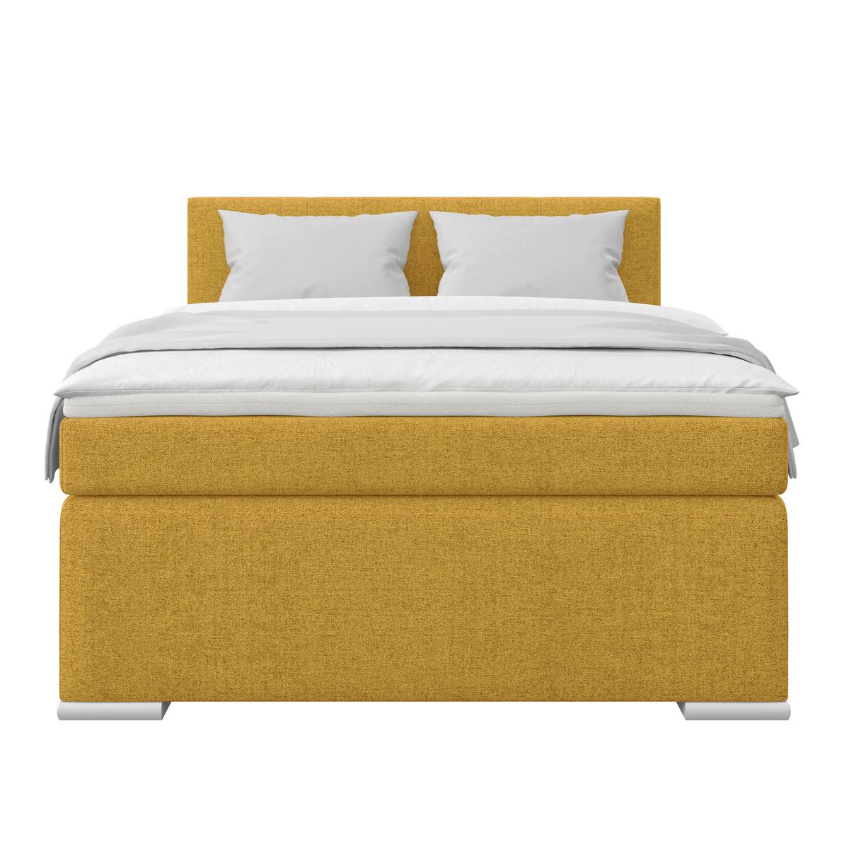 Boxspringbett Mira I Nordic, Lf: 120x200 Cm - Goldfarben/Alufarben, Basics, Textil (120/200cm)