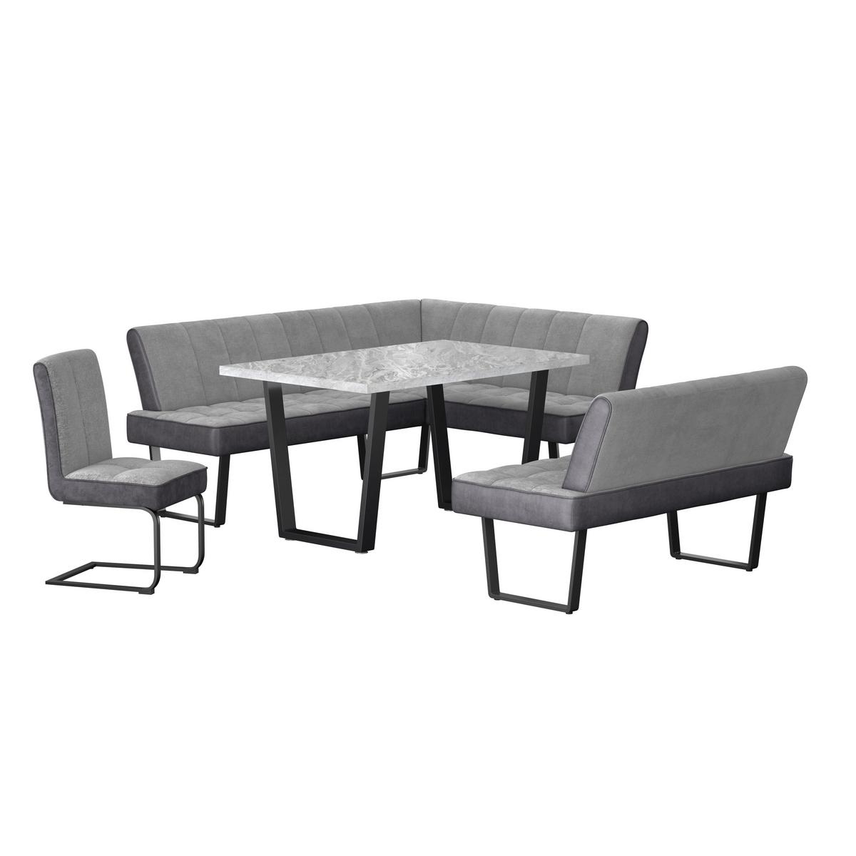 Eckbank Pag - Hellgrau/Schwarz, KONVENTIONELL, Textil/Metall (200/160cm) - MID.YOU