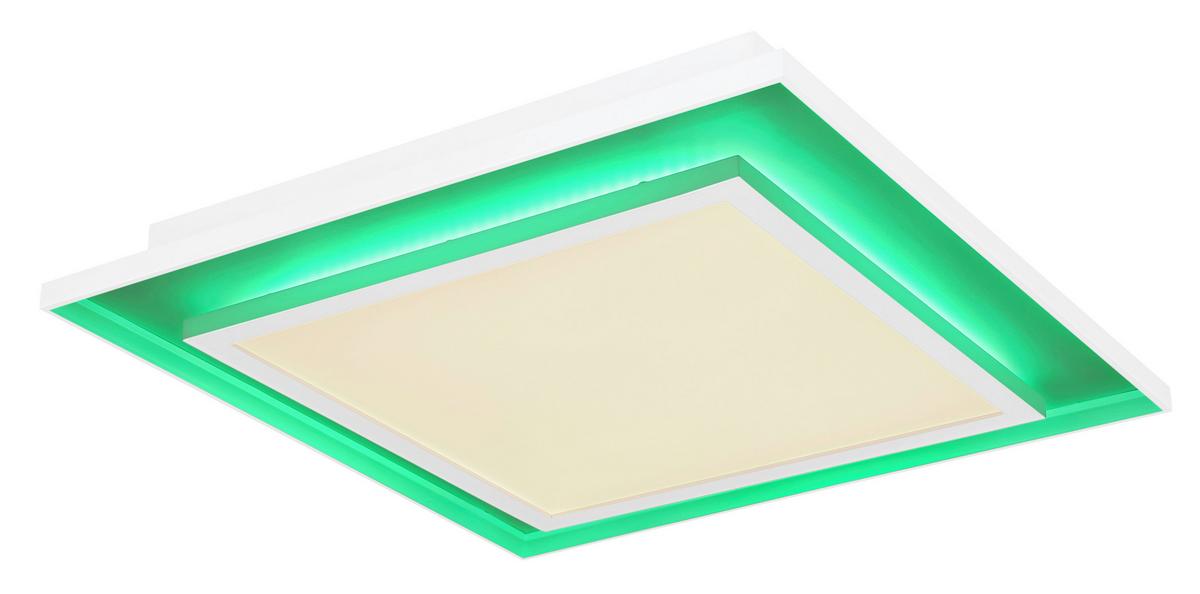 LED-Deckenleuchte L: 44,3 cm mit Fernbedienung - Weiß, Design, Kunststoff/Metall (44,3/44,3/6,3cm) - Globo