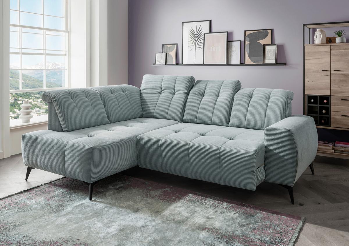 Ecksofa Mit Usb Anschluss Sano, Hellblau, S: 200x261 Cm - Schwarz/Hellblau, MODERN, Textil (200/261cm) - Livetastic