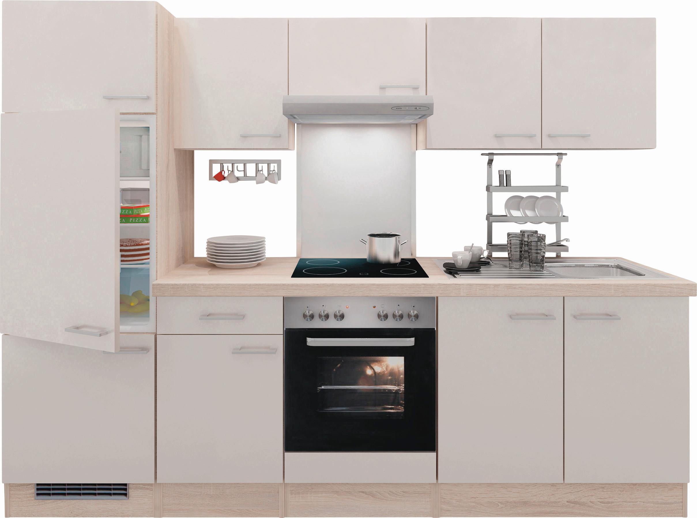 Küchenzeile Nepal ohne Geräte 270 cm Kaschmir/Eiche Dekor - Kaschmir/Eichefarben, MODERN, Holzwerkstoff (270cm) - FlexWell