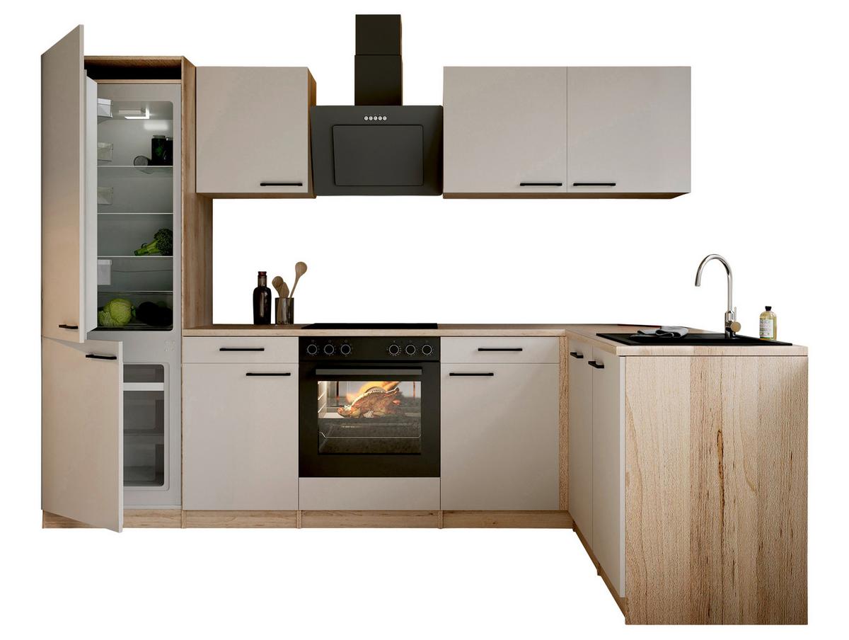 ECKKÜCHE Merle, Kaschmir S: 280x172cm - Kaschmir/Eichefarben, Trend, Holzwerkstoff (280/172cm) - Respekta