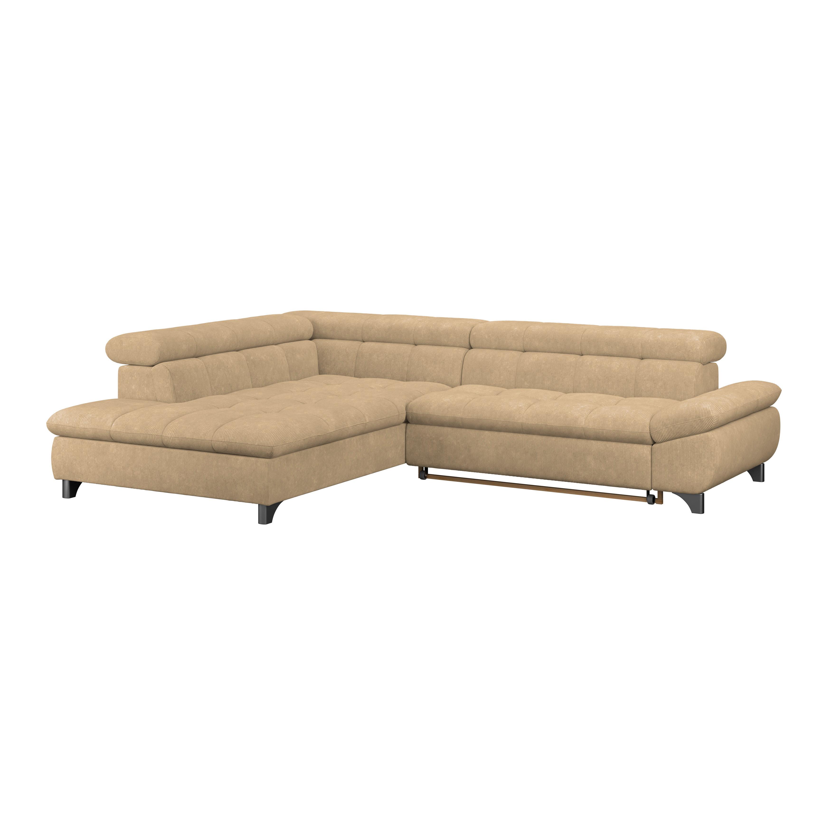 Ecksofa Gemini Sandfarben, B: 234cm - Sandfarben/Chromfarben, KONVENTIONELL, Textil (234/312cm)