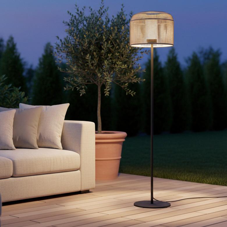 STOJACÍ LAMPA IVO - černá/béžová, Moderní, kov/plast (35/158cm) - Bessagi Garden