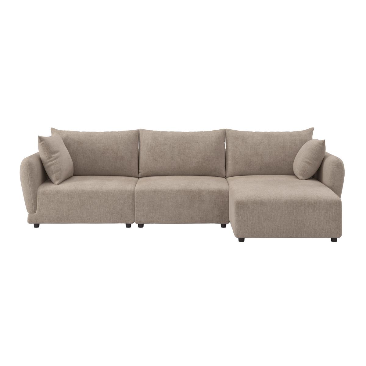Sedacia súprava NICOLE, pravá, béžová, max. do 480 kg - čierna/sivobéžová, Modern, drevo/textil (306/87/162cm) - Bessagi Home